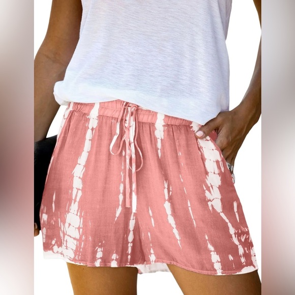 2/$10 Coral and White Tie-Dye Shorts - Picture 1 of 4